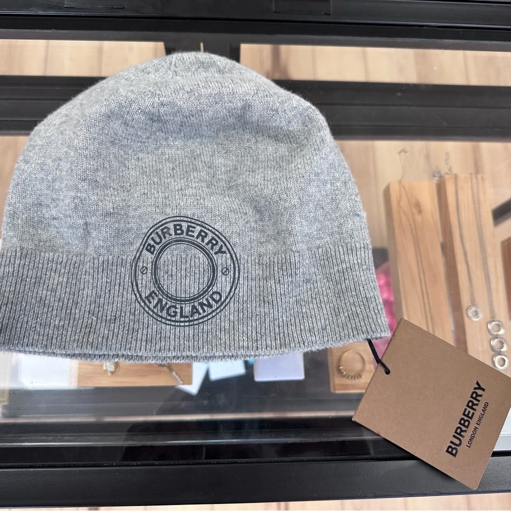 Burberry Light Gray Logo Beanie